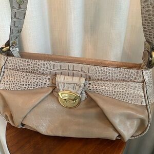 Brahmin Textured Beige Shoulder Bag